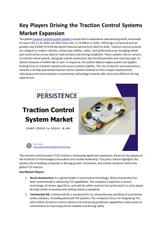 Key Players Driving the Traction Control Systems Market Expansion