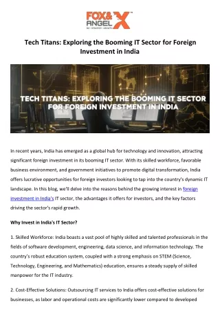 Tech Titans Exploring the Booming IT Sector for Foreign Investment in India