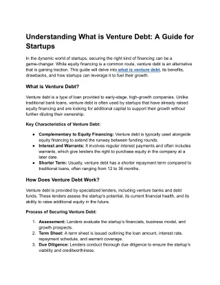 Understanding What is Venture Debt_ A Guide for Startups