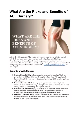 What Are the Risks and Benefits of ACL Surgery_