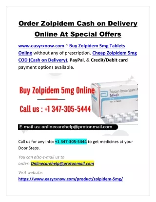 Order Zolpidem Cash on Delivery Online At Special Offers