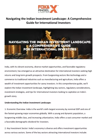 Navigating the Indian Investment Landscape A Comprehensive Guide for International Investors