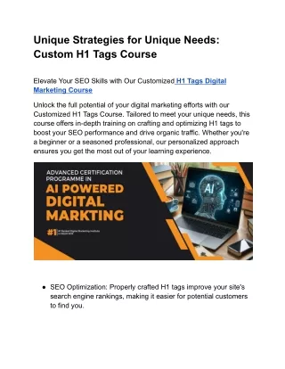 Transform Your Digital Marketing with Customized H1 Tags Training