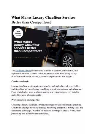 What Makes Luxury Chauffeur Services Better than Competitors_