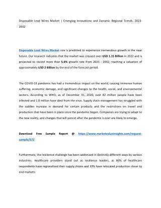 Disposable Lead Wires Market | Regional Analysis, 2024-2032