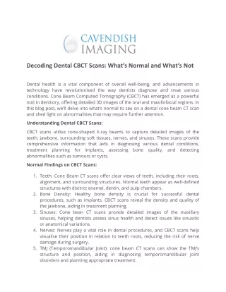 Decoding Dental CBCT Scans What's Normal and What's Not - Cavendish Imaging