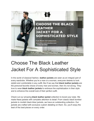 Choose The Black Leather Jacket For A Sophisticated Style
