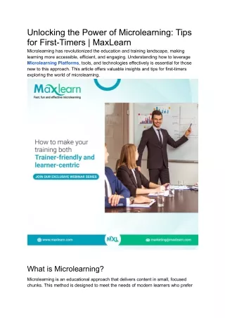 Unlocking the Power of Microlearning_ Tips for First-Timers _ MaxLearn