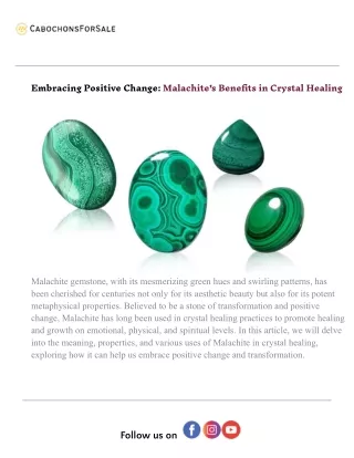 Embracing Positive Change Malachite's Benefits in Crystal Healing