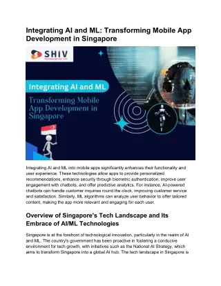 Exploring AI and ML's Impact on Mobile App Development in Singapore