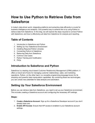How to Use Python to Retrieve Data from Salesforce