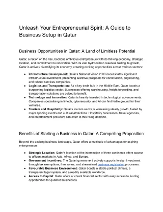 Unleash Your Entrepreneurial Spirit_ A Guide to Business Setup in Qatar