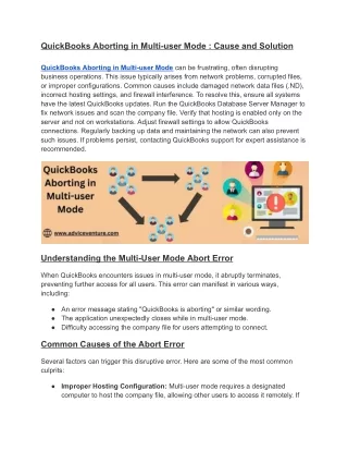 QuickBooks Aborting in Multi-user Mode _ Cause and Solution (1)
