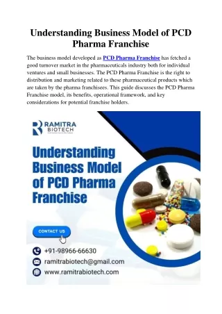 Understanding Business Model of PCD Pharma Franchise