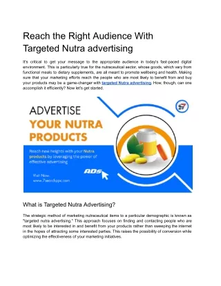 Reach the Right Audience With Targeted Nutra advertising