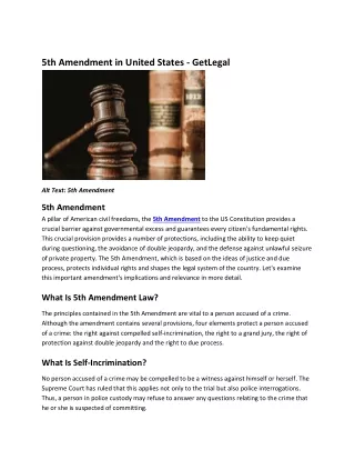 5th Amendment in United States - GetLegal