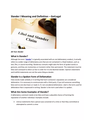 Slander | Understand the Meaning with Examples