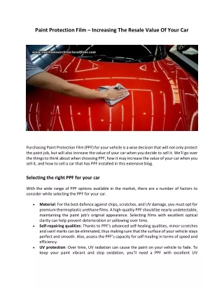 Paint Protection Film – Increasing The Resale Value Of Your Car