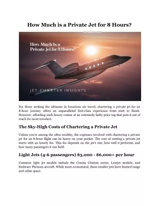 How Much is a Private Jet for 8 Hours?