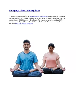 Best yoga class in Bangalore