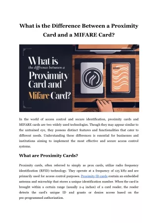 What is the Difference Between a Proximity Card and a MIFARE Card?