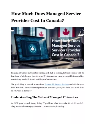 How Much Does Managed Service Provider Cost In Canada?
