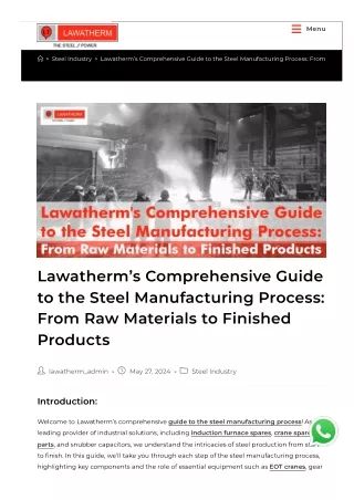 Lawatherm's Comprehensive Guide to the Steel Manufacturing Process From Raw Materials to Finished Products - Lawatherm -