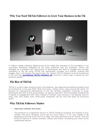 Why You Need TikTok Followers to Grow Your Business in the UK