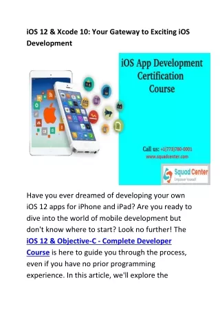 iOS 12 & Xcode 10 Your Gateway to Exciting iOS Development