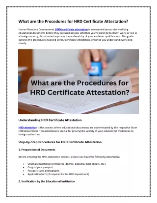 What are the Procedures for HRD Certificate Attestation