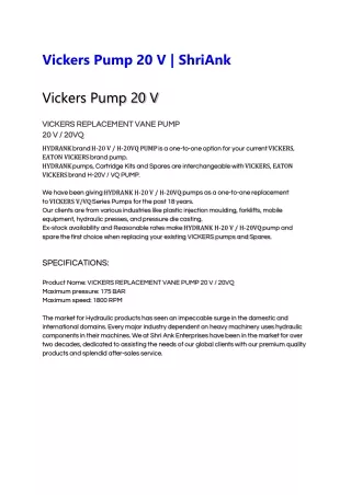 Vickers Pump 20 V