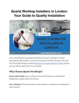 Quartz worktops installers in London PDF