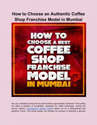 How to Choose an Authentic Coffee Shop Franchise Model in Mumbai