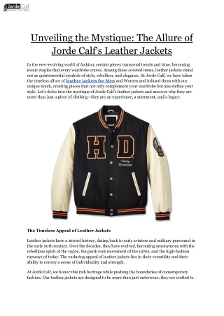 Unveiling the Mystique_ The Allure of Jorde Calf's Leather Jackets