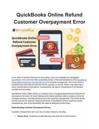 QuickBooks Online Refund Customer Overpayment Error