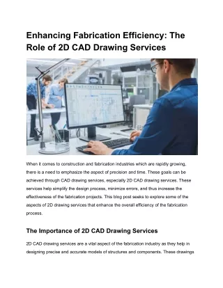 Enhancing Fabrication Efficiency- The Role of 2D CAD Drawing Services