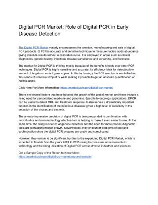Digital PCR Market: Key Factors Influencing Market Growth