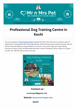 Professional Dog Training Centre in Kochi