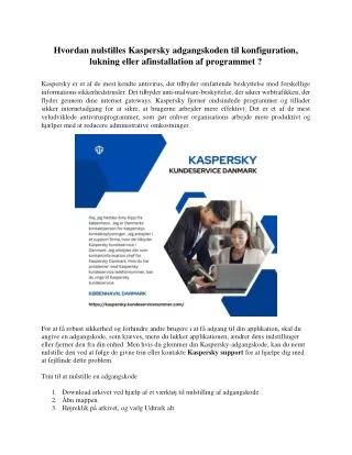 Hvordan nulstilles Kaspersky adgangskoden til konfiguration,