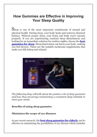 How Gummies are Effective in Improving Your Sleep Quality