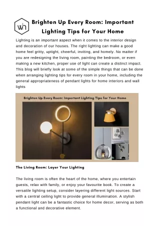 Brighten Up Every Room: Important Lighting Tips for Your Home