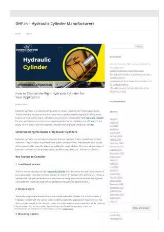 How to Select the Perfect Hydraulic Cylinder for Your Application