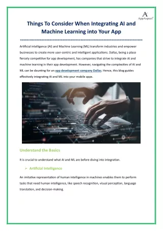 Things To Consider When Integrating AI and Machine Learning into Your App