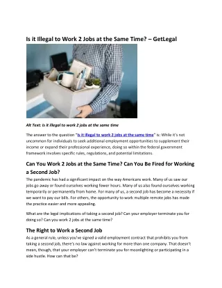 Is it Illegal to Work 2 Jobs at the Same Time? - GetLegal