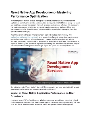 How Optimizing React Native Apps Drive User Retention