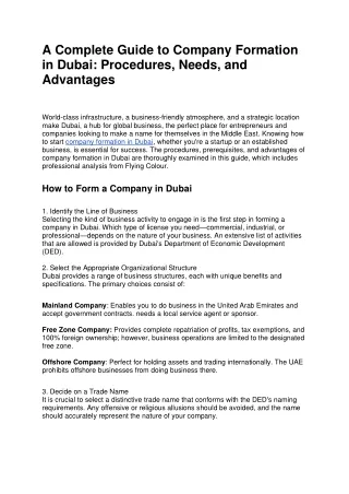 A Complete Guide to Company Formation in Dubai