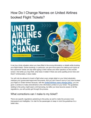 How Do I Change Names on United Airlines booked Flight Tickets