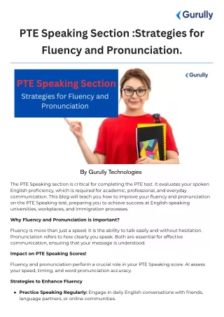 PTE Speaking Section Strategies for Fluency and Pronunciation.