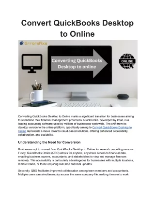 Convert QuickBooks Desktop to Online