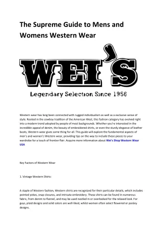 Wei's - buy western clothing in US